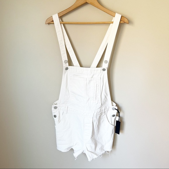 BLANKNYC White Raw Hem Denim Shortalls Lightbox White 30 10 NWT - Picture 3 of 16